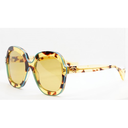 Gucci Okulary przeciwsłoneczne damskie GG1240S 003 - szylkret, żółty, niebieski, filtr UV400