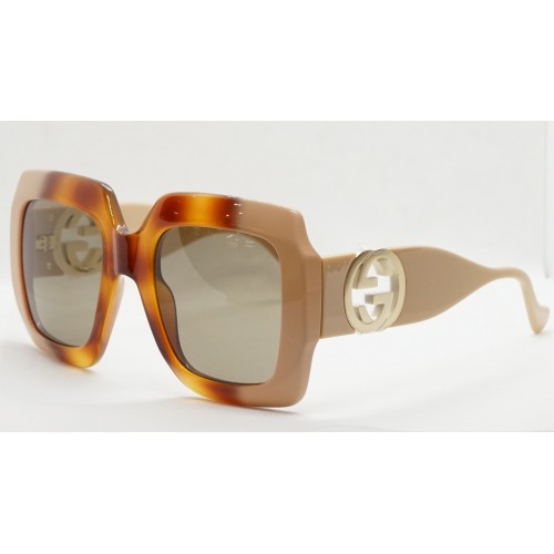 Gucci Okulary przeciwsłoneczne damskie GG1022S 003 - beżowy, szylkret, filtr UV400