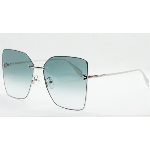Alexander McQueen Okulary przeciwsłoneczne damskie AM0342S 004 - srebrny, filtr UV 400