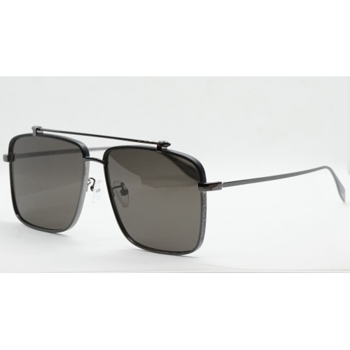 Alexander McQueen Okulary przeciwsłoneczne unisex AM0336S 001 - stalowy, czarny, filtr UV 400