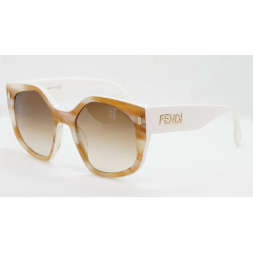 Fendi Okulary przeciwsłoneczne damskie FE40017I 60F - kremowy, szylkret, filtr UV 400